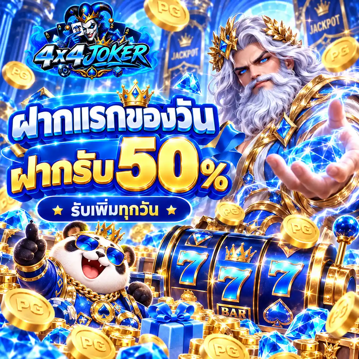 4X4JOKER โปรฝากแรกของวันรับโบนัส 50% รับเพิ่มทุกวัน
