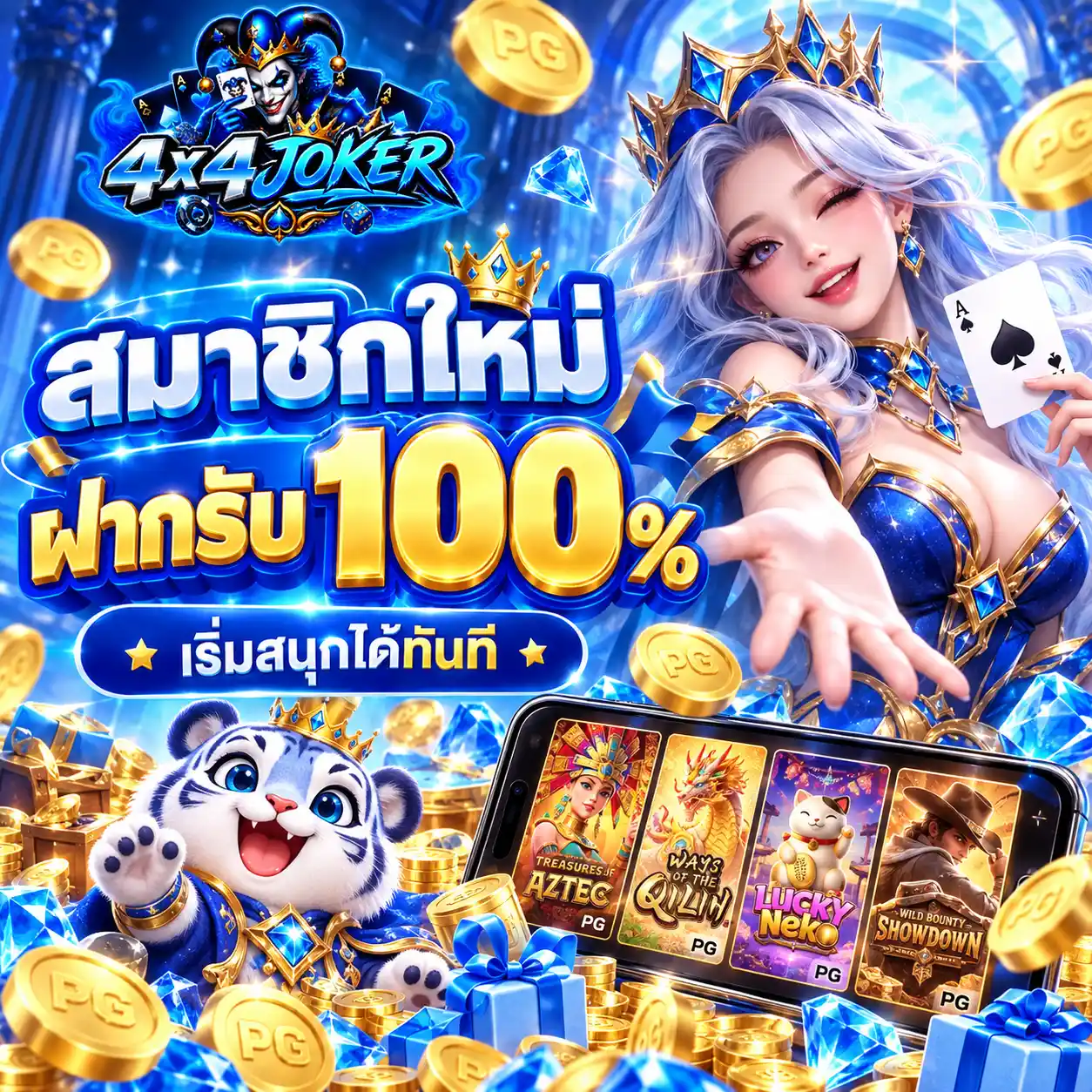 4X4JOKER โปรสมาชิกใหม่ฝากรับโบนัส 100% เริ่มสนุกได้ทันที